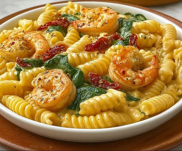 Creamy Sun-Dried Tomato Shrimp Pasta with Spinach