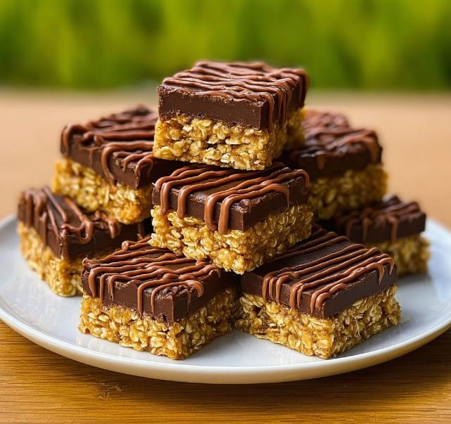 No-Bake Chocolate Oat Bars with Chocolate Drizzle