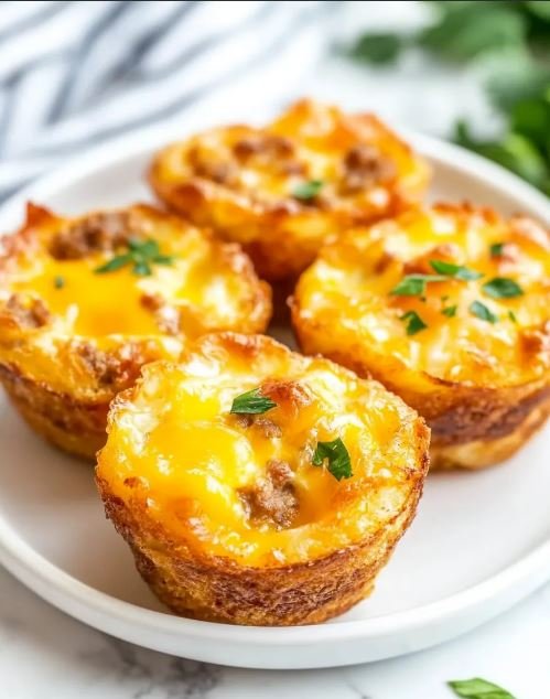 Cheesy Sausage Hash Brown Egg Cups