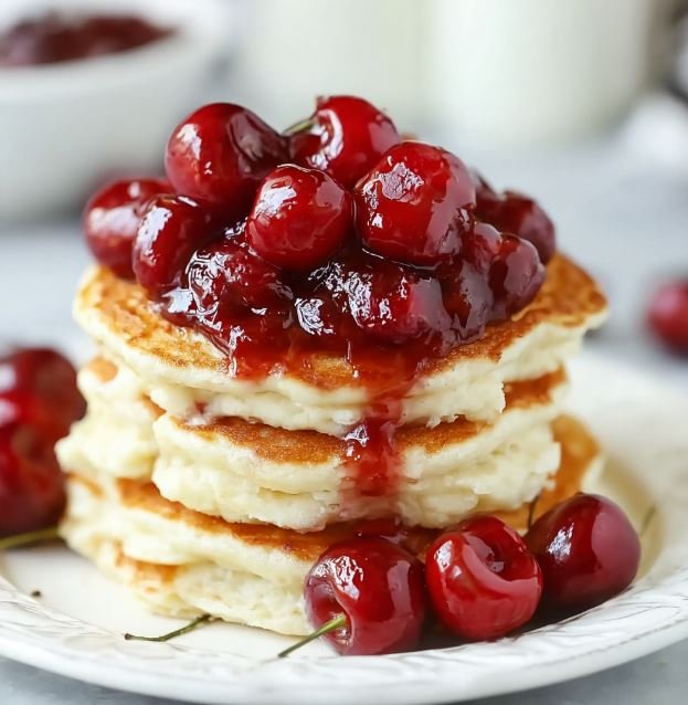 Cherry Cheesecake Pancakes