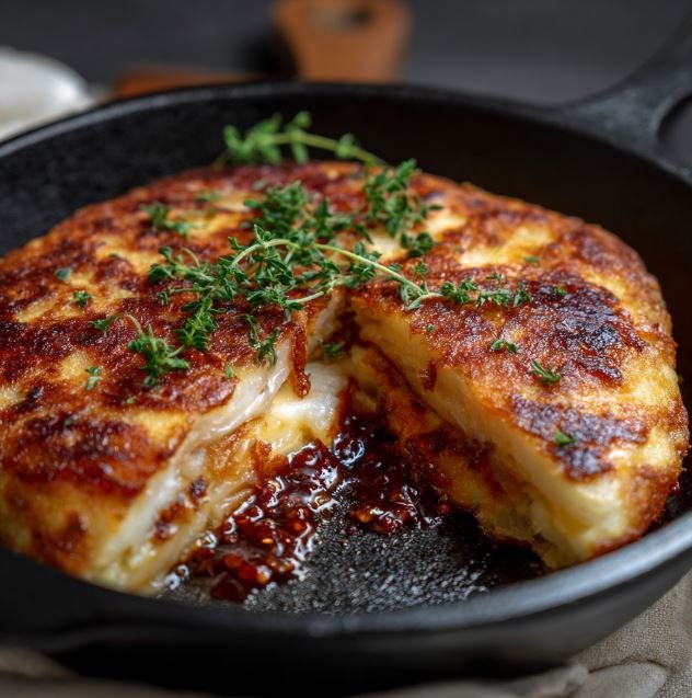 Cheese Potato Bread In A Frying Pan