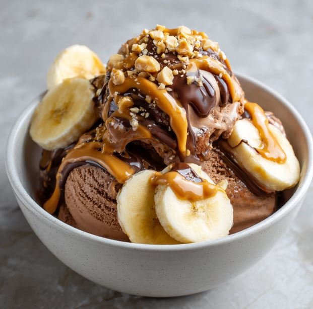 Chocolate Peanut Butter Banana Ice Cream