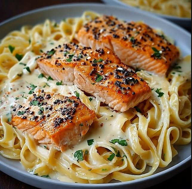 Creamy Garlic Butter Salmon Pastaa