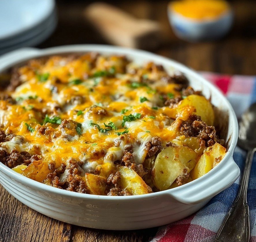 Cheesy Beef & Potato Jalapeño Casserole