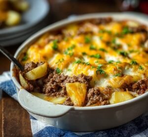 Cheesy Beef & Potato Jalapeño Casserole