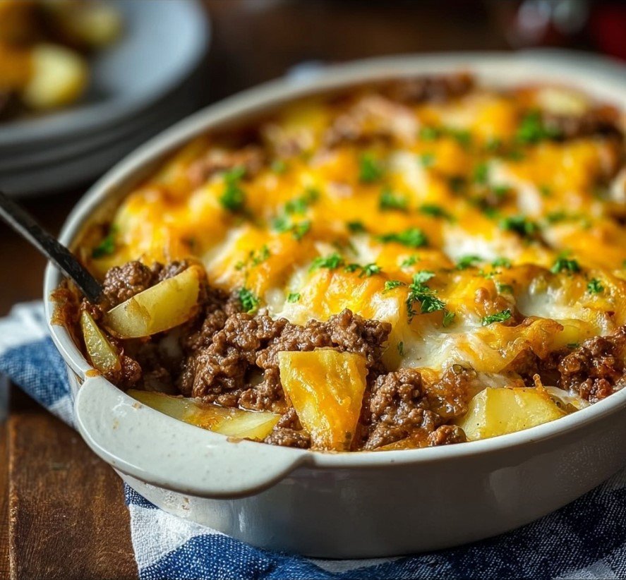 Cheesy Beef & Potato Jalapeño Casserole