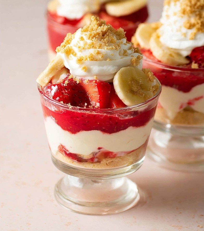 Delightful Strawberry Banana Cream Dessert Cups (No-Bake)