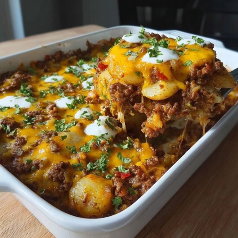 Cozy Cheesy Beef & Potato Casserole Baked to Perfection