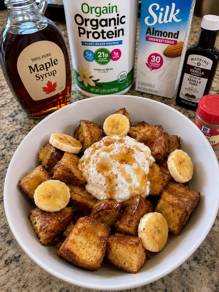 Protein-Packed French Toast Bites with Banana and Maple Syrup 5 Protein-Packed French Toast Bites with Banana and Maple Syrup