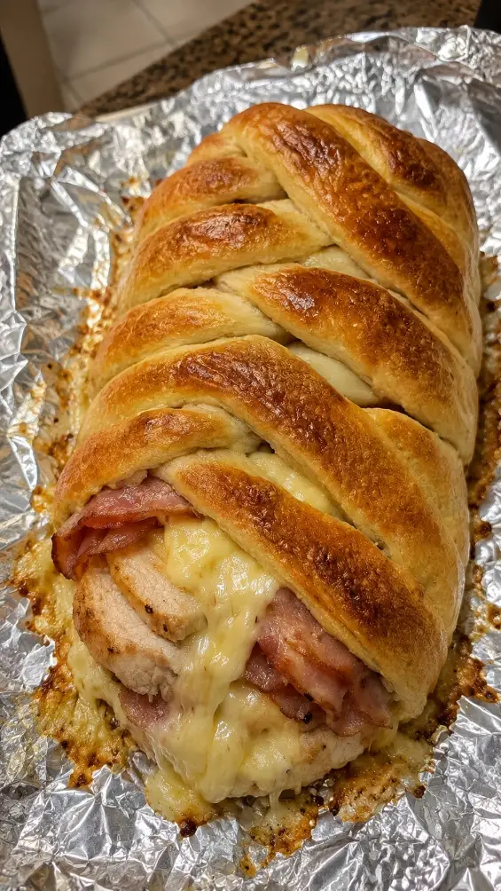 Cheesy Bacon and Chicken Braid