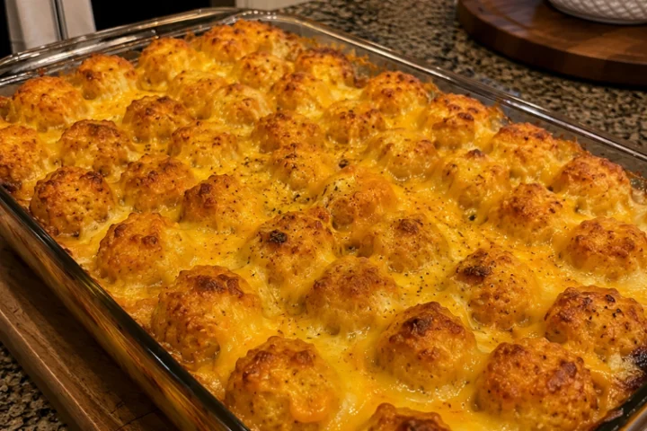 Cheesy Baked Meatball Casserole