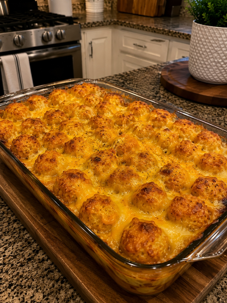Cheesy Baked Meatball Casserole