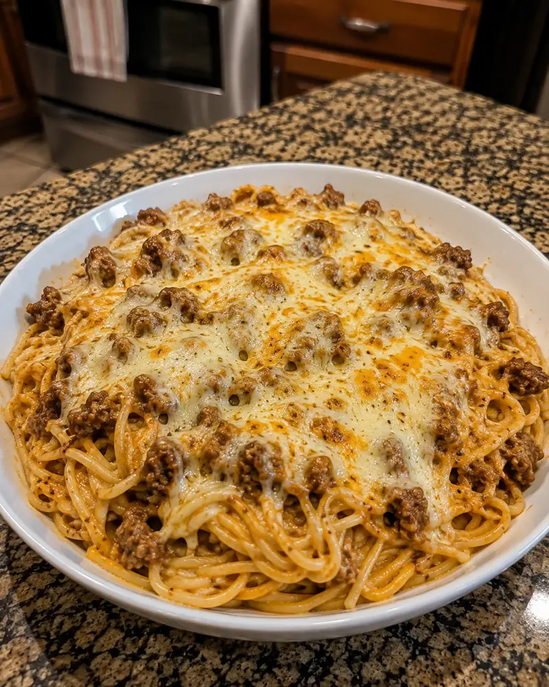 Cheesy Baked Spaghetti with Ground Beef 1 Cheesy Baked Spaghetti with Ground Beef